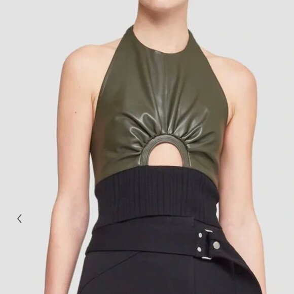 3.1 Phillip Lim Leather Alternative Halter Top Sz 2 Flaw - Picture 1 of 14